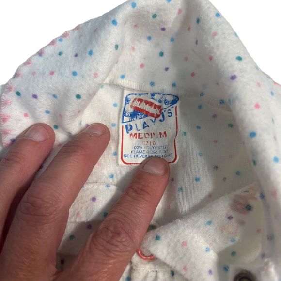 Vintage Playskool Play J’s Infant’s Sleeper Sz Med 6-12 Months Pastel Polka Dots - Picture 2 of 5